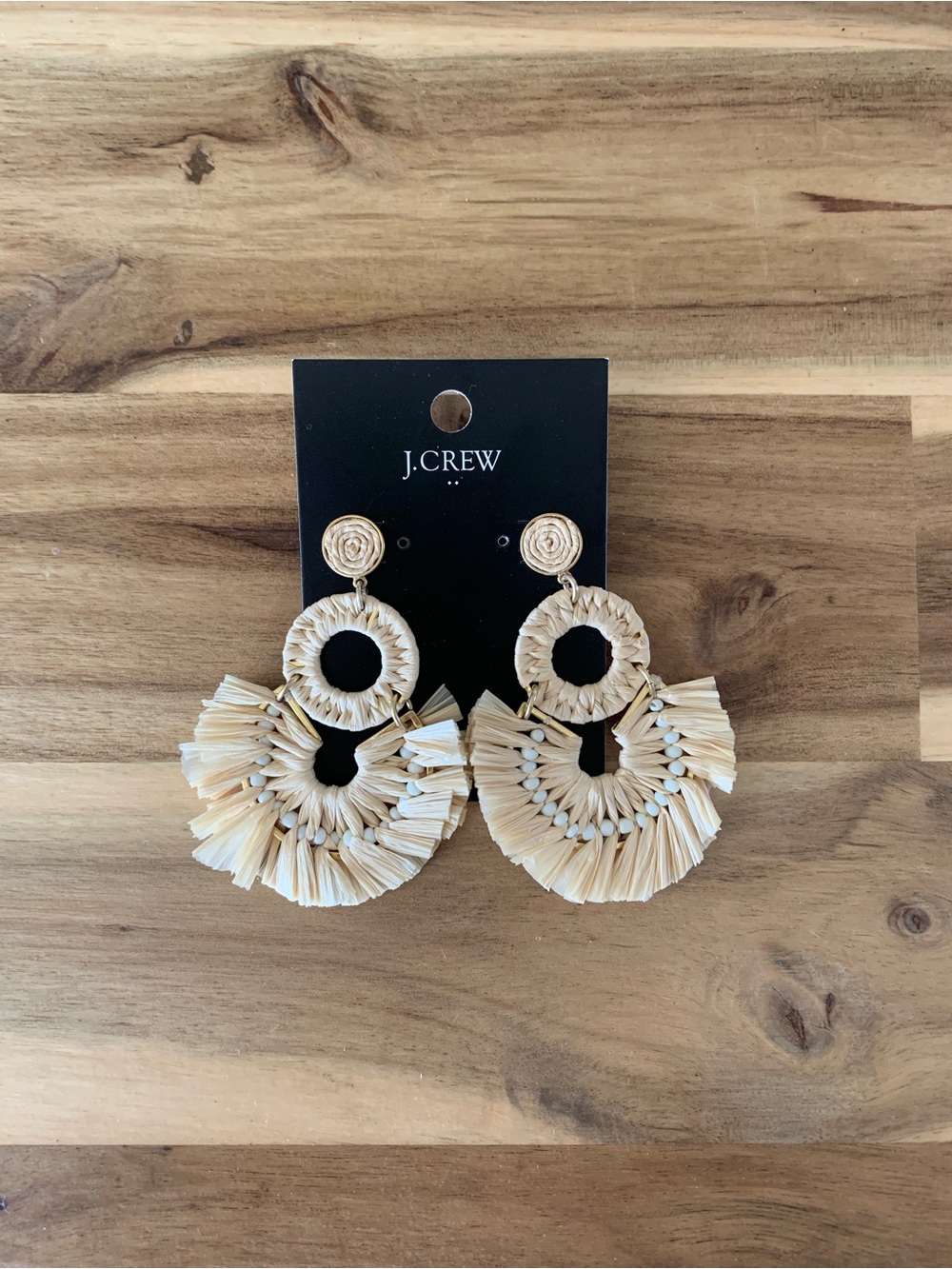 J Crew Jcrew Raffia fan earrings jewelry NWT